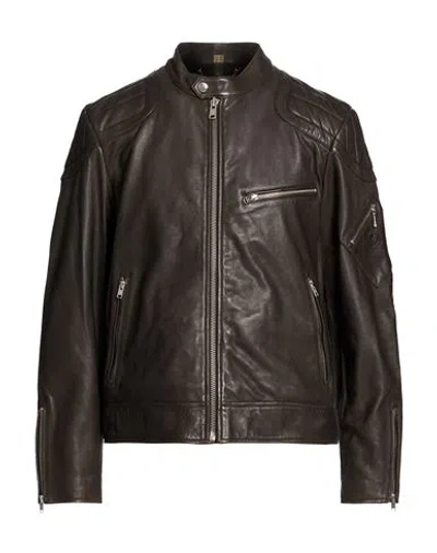 Belstaff Man Jacket Dark Brown Size 50 Leather