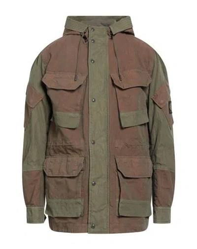 Belstaff Man Jacket Khaki Size 44 Polyamide, Cotton In Green