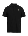 Belstaff Logo-patch Regular-fit Cotton Polo Shirt In Black