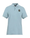 Belstaff Man Polo Shirt Sky Blue Size M Cotton