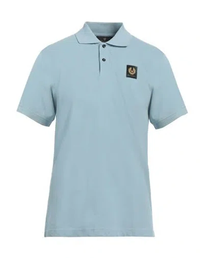 Belstaff Man Polo Shirt Sky Blue Size M Cotton