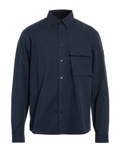 Belstaff Man Shirt Navy Size S Cotton In Blue