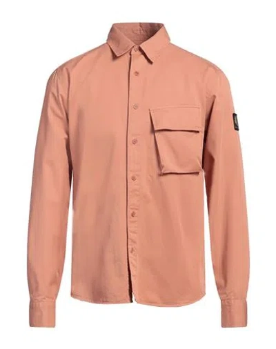 Belstaff Man Shirt Salmon Pink Size Xl Cotton