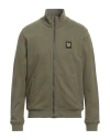 Belstaff Man Sweatshirt Military Green Size S Cotton, Elastane