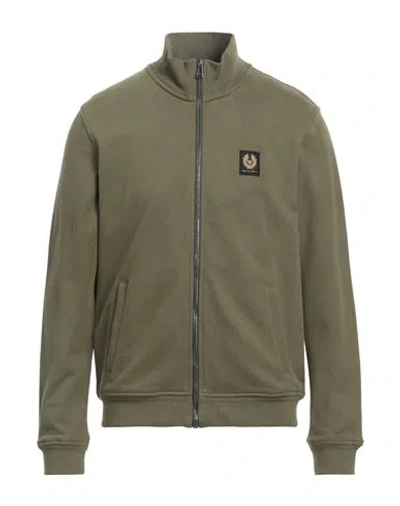 Belstaff Man Sweatshirt Military Green Size S Cotton, Elastane In Green