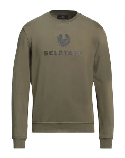 Belstaff Man Sweatshirt Military Green Size Xxl Cotton, Elastane In Green