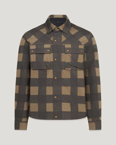 Belstaff Mansion Motorcycle Overshirt Cotton Mix Olive / Black Size 3xl