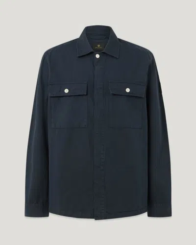 Belstaff Maritime Overshirt Garment Dye Cotton Linen In Black