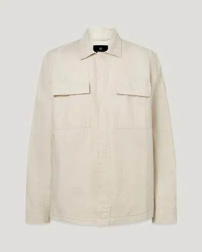 Belstaff Maritime Overshirt Garment Dye Cotton Linen In Silver