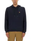 Belstaff Hooded Cotton Fleece Sweatshirt In Blue