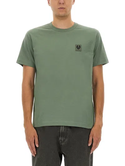 Belstaff T-shirt With Logo Patch In Green