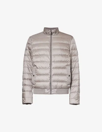 Belstaff Mens Ash Circuit Funnel-neck Brand-patch Shell-down Jacket In Grey