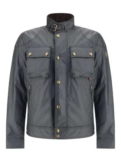 Belstaff Men's Corduroy Jacket With Adjustable Throat Latch, Vents & Antique Brass Hardware (size 50 In Nero
