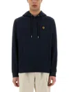 Belstaff Hooded Cotton Fleece Sweatshirt In Blue
