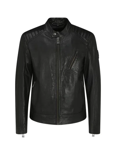 Belstaff Men Lambskin V Racer Jacket In Black