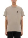 Belstaff Men T-shirt With Logo Patch In Cream