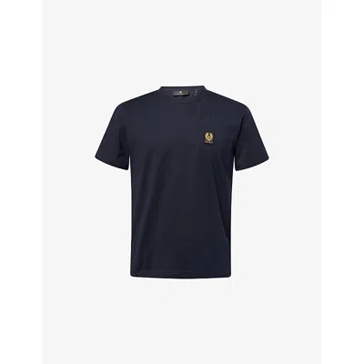Belstaff Mens Dark Ink Brand-patch Crewneck Cotton-jersey T-shirt In Blue