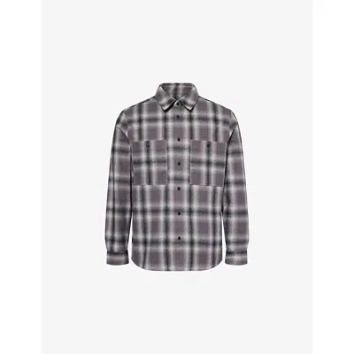 Belstaff Mens Black / Grey Outpost Checked Cotton-flannel Shirt In Gray