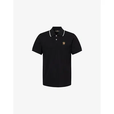 Belstaff Mens Black Tipped Logo-patch Cotton-pique Polo Shirt Xxl