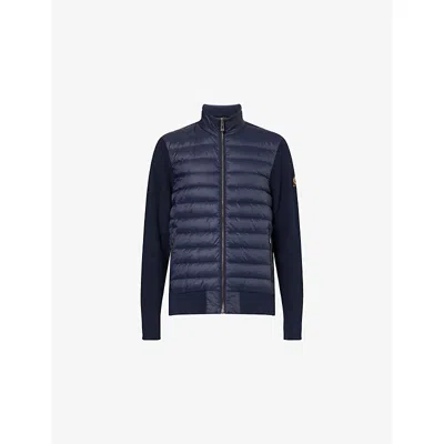 Belstaff Mens Dark Ink Shell-down High-neck Cotton Cardigan In Blue
