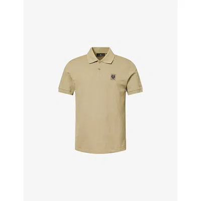 Belstaff Mens Fatigue Green Regular-fit Logo-patch Cotton Polo Shirt In Nude