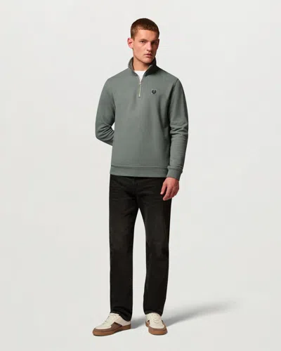 Belstaff Mens Logo Quarter Zip Sweatshirt In Green