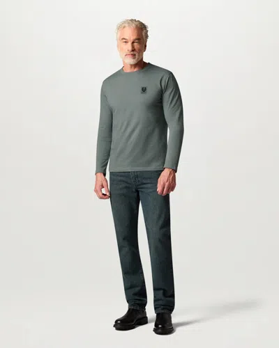 Belstaff Mens Long Sleeved Logo T-shirt In Atlantic Grey