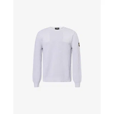 Belstaff Mens Old Silver Heather Commander Rib-knit Cotton Jumper In Multi