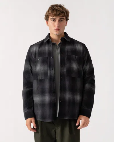 Belstaff Mens Outpost Shirt Brushed Cotton Flannel In Black