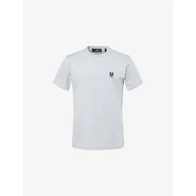 Belstaff Mens Brand-patch Crewneck Cotton-jersey T-shirt Quarry Blue