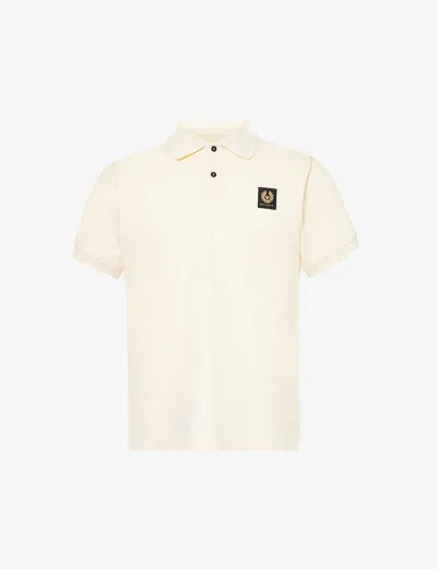 Belstaff Mens Yellow Sand Brand-patch Short-sleeved Cotton-jersey Polo Shirt