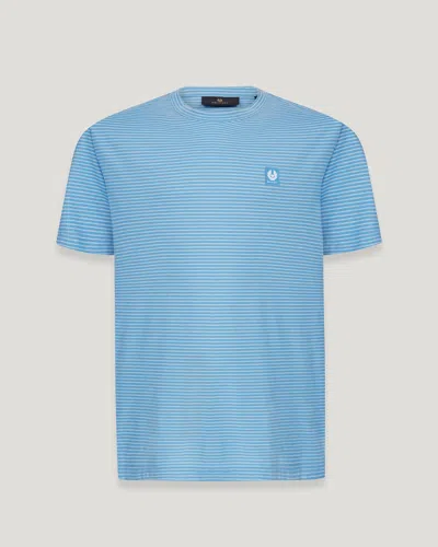 Belstaff Micro Striped T-shirt In Hydra Blue / Natural