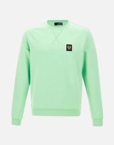 Belstaff Mint Green Cotton Sweatshirt With Logo Label
