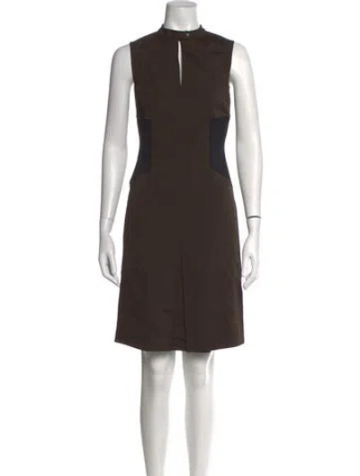 Pre-owned Belstaff Mock Neck Knee-length Dress In Brown