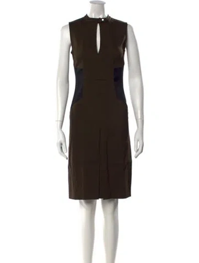 Pre-owned Belstaff Mock Neck Knee-length Dress In Green