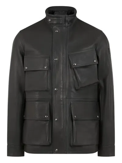 Belstaff Multiple-pocket Leather Jacket In Black