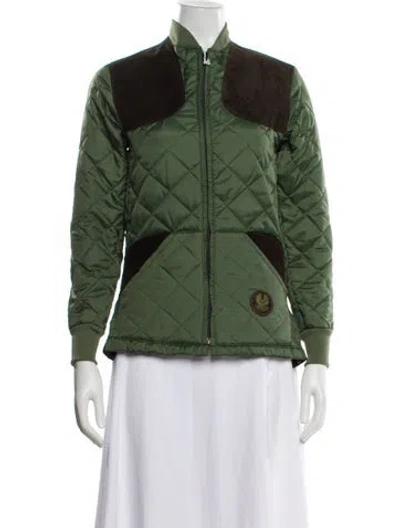 Pre-owned Belstaff Nylon Colorblock Pattern Bomber Jacket In Green