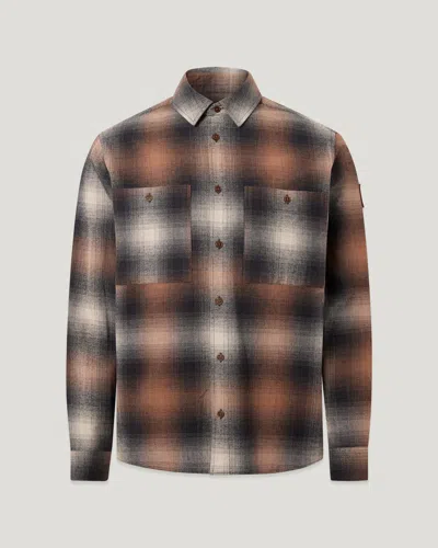 Belstaff Outpost Shirt Brushed Cotton Flannel In Maple Brown
