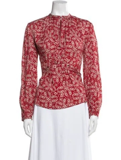 Pre-owned Belstaff Paisley Print Long Sleeve Blouse In Red