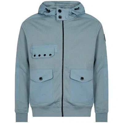 Pre-owned Belstaff Patch Logo Artic Blue Zip-up Hoodie