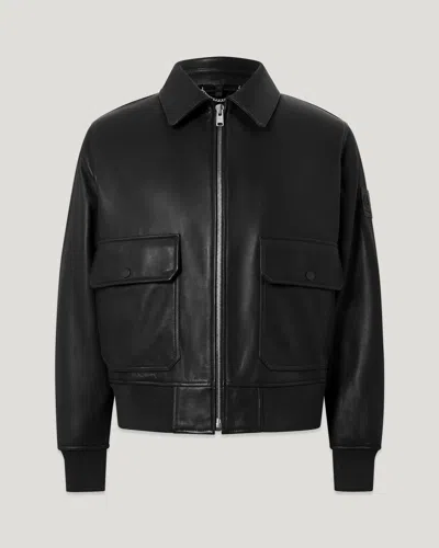 Belstaff Pilot Jacket Lamb Leather In Black