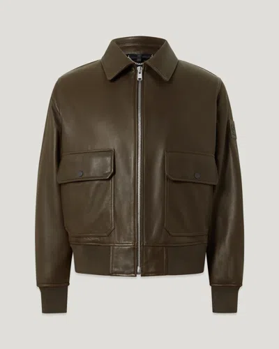 Belstaff Pilot Jacket Oiled Nappa In Green