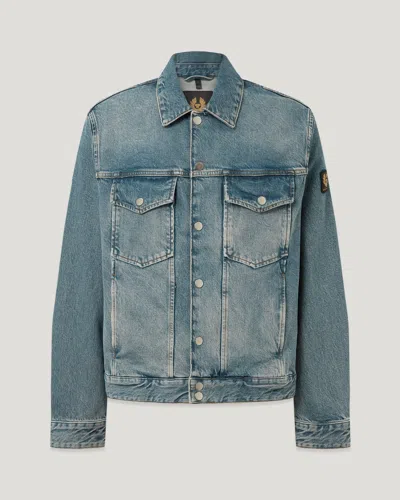 Belstaff Piston Trucker Jacket Washed Denim In Brown