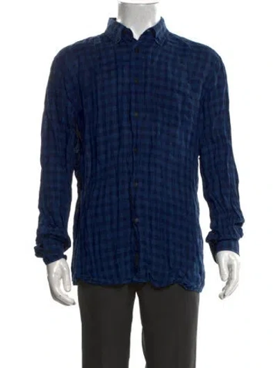 Pre-owned Belstaff Plaid Print Long Sleeve Shirt In Blue