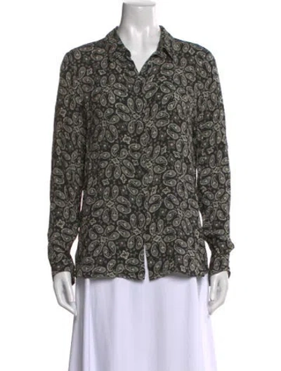 Pre-owned Belstaff Printed Long Sleeve Button-up Top In Black