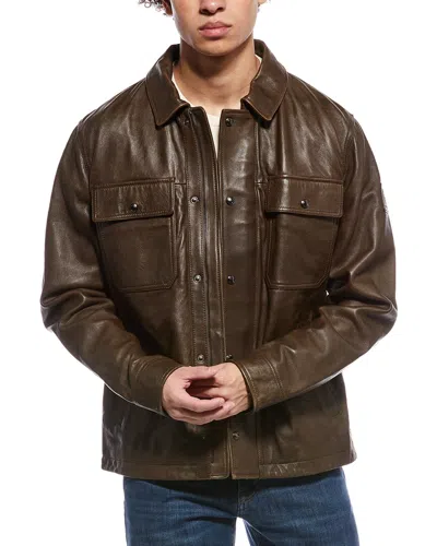 Belstaff Quarry Leather Overshirt In Brown