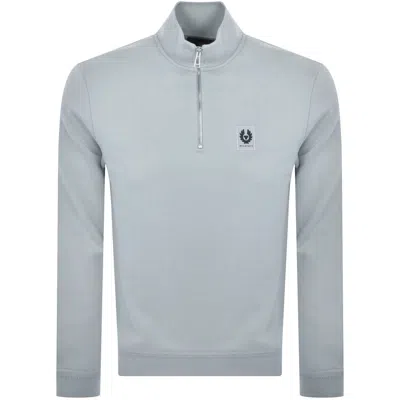 Belstaff Quarter Zip Sweatshirt Blue In Gray
