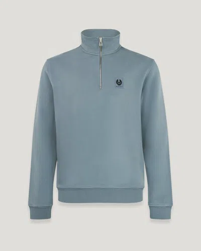 Belstaff Quarter Zip Sweatshirt In Blue Flint
