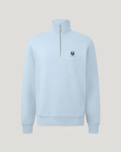 Belstaff Quarter Zip Sweatshirt Cotton Fleece In Blue