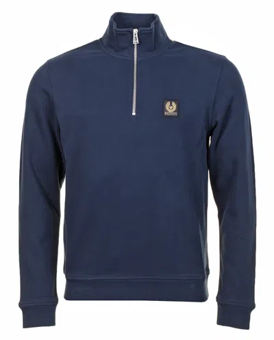 Belstaff Quarter Zip Sweatshirt Dark Ink In Blue